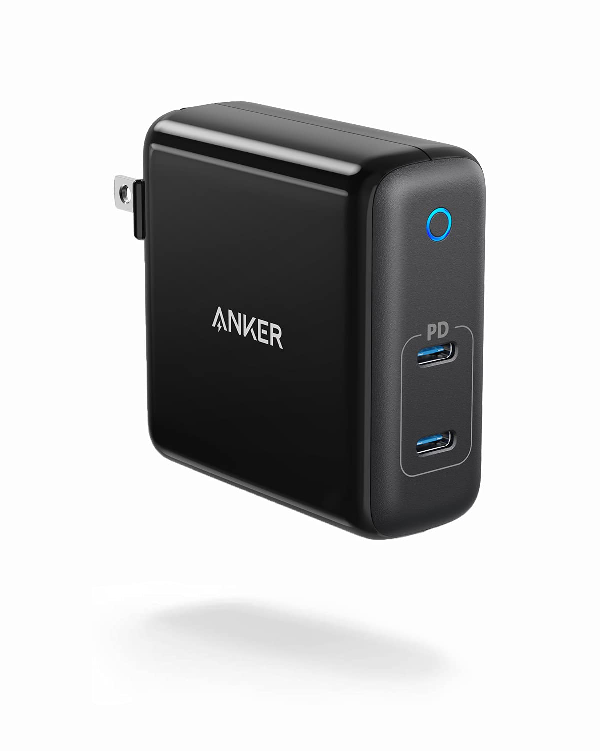 Anker 60W 2-Port USB C Charger PowerPort Atom PD 2 [GAN Tech] Compact Foldable Wall Charger Power Delivery for MacBook Pro/Air iPad Pro iPhone 11 / Pro/Max/XR/XS/X Pixel Galaxy and More